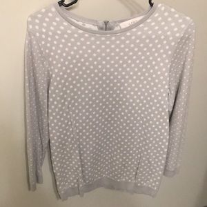 Gray and white polka dot 3/4 sweater from Loft.